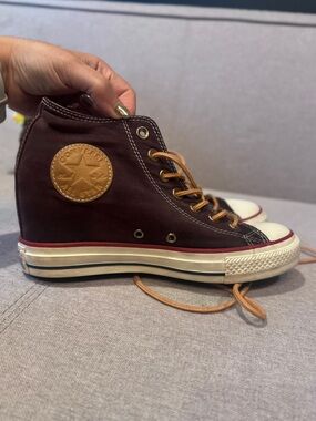 Converse Chuck Taylor Lux Mid Wedge Sneakers - Eggplant Purple, Women’s 8.5